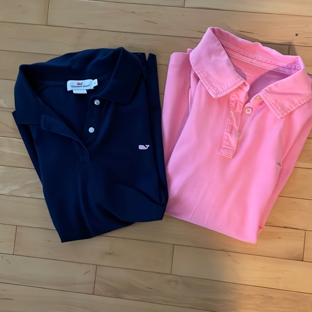 2 Vineyard Vines Gold shirts size L